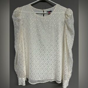 Vince Camuto Cream Sequin Blouse